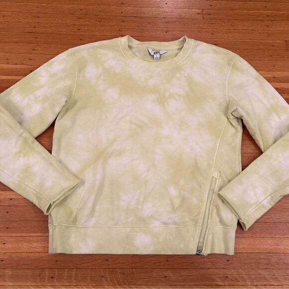 JoyLab lime green/yellow/white tie dye crewneck zipper sweatshirt - Picture 1 of 4